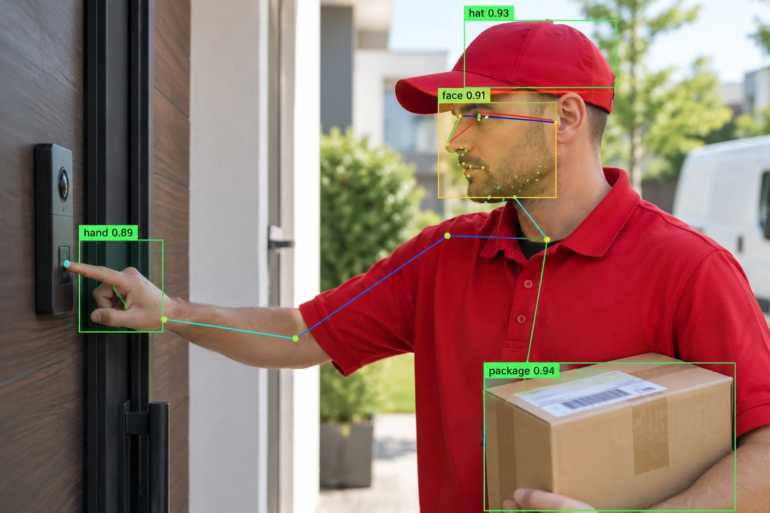 Last-mile courier delivery action recognition and package bounding boxes