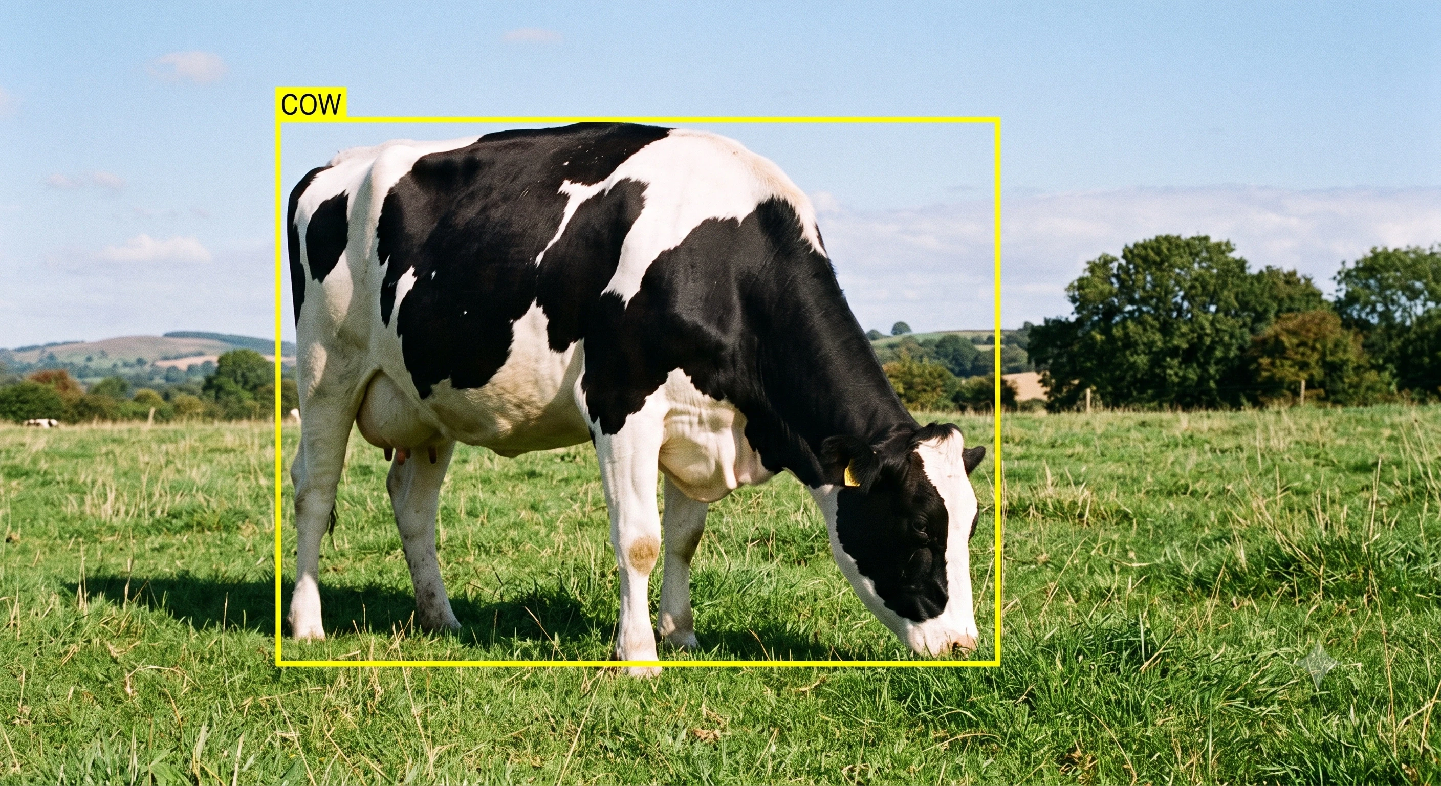 Cow image with bounding box annotation