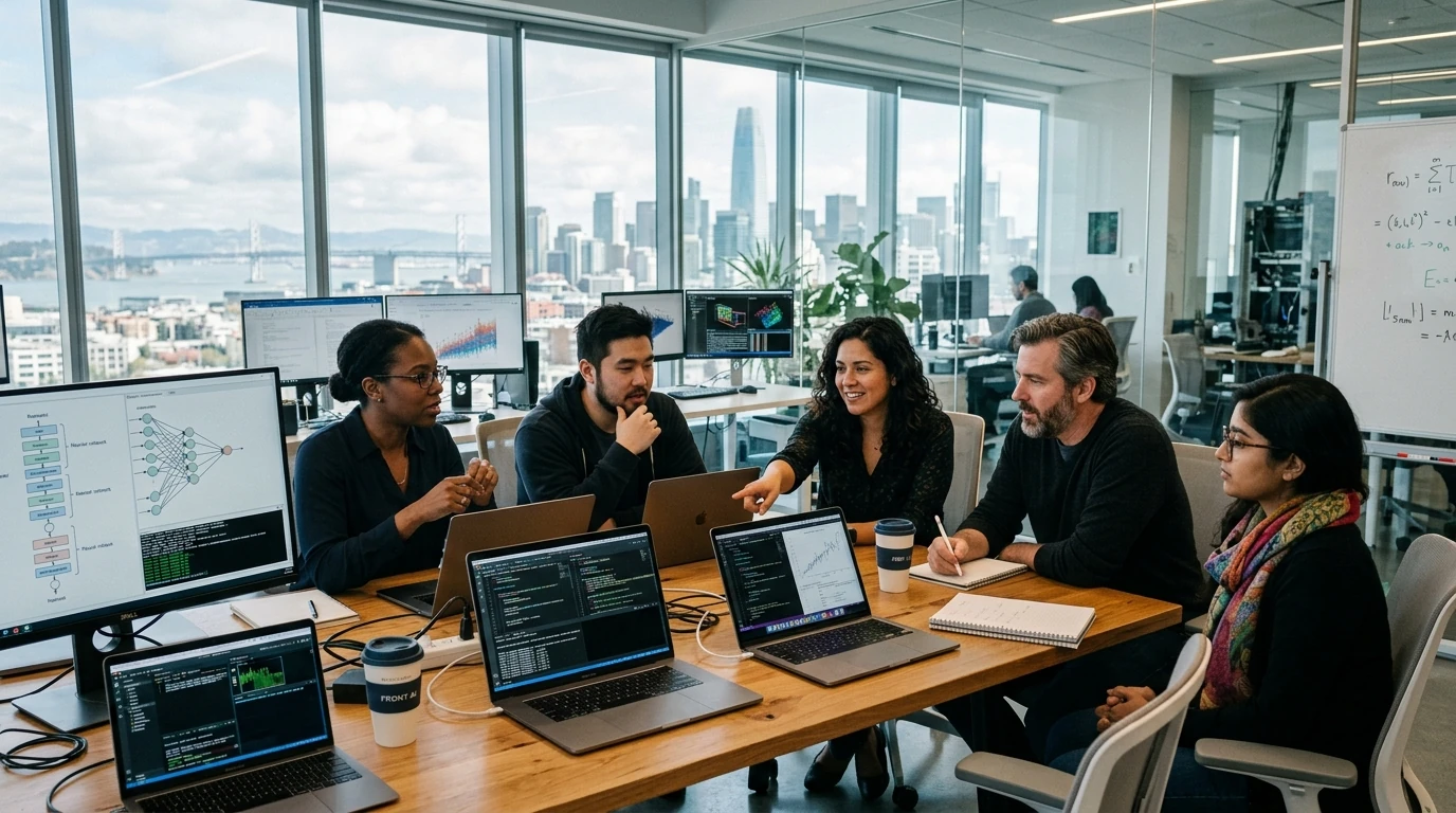 Engai AI engineering and data science team collaborating in modern research studio